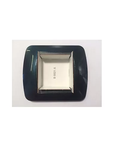 Bticino l4802bt 2 plazas placa azul metalizado living internacional